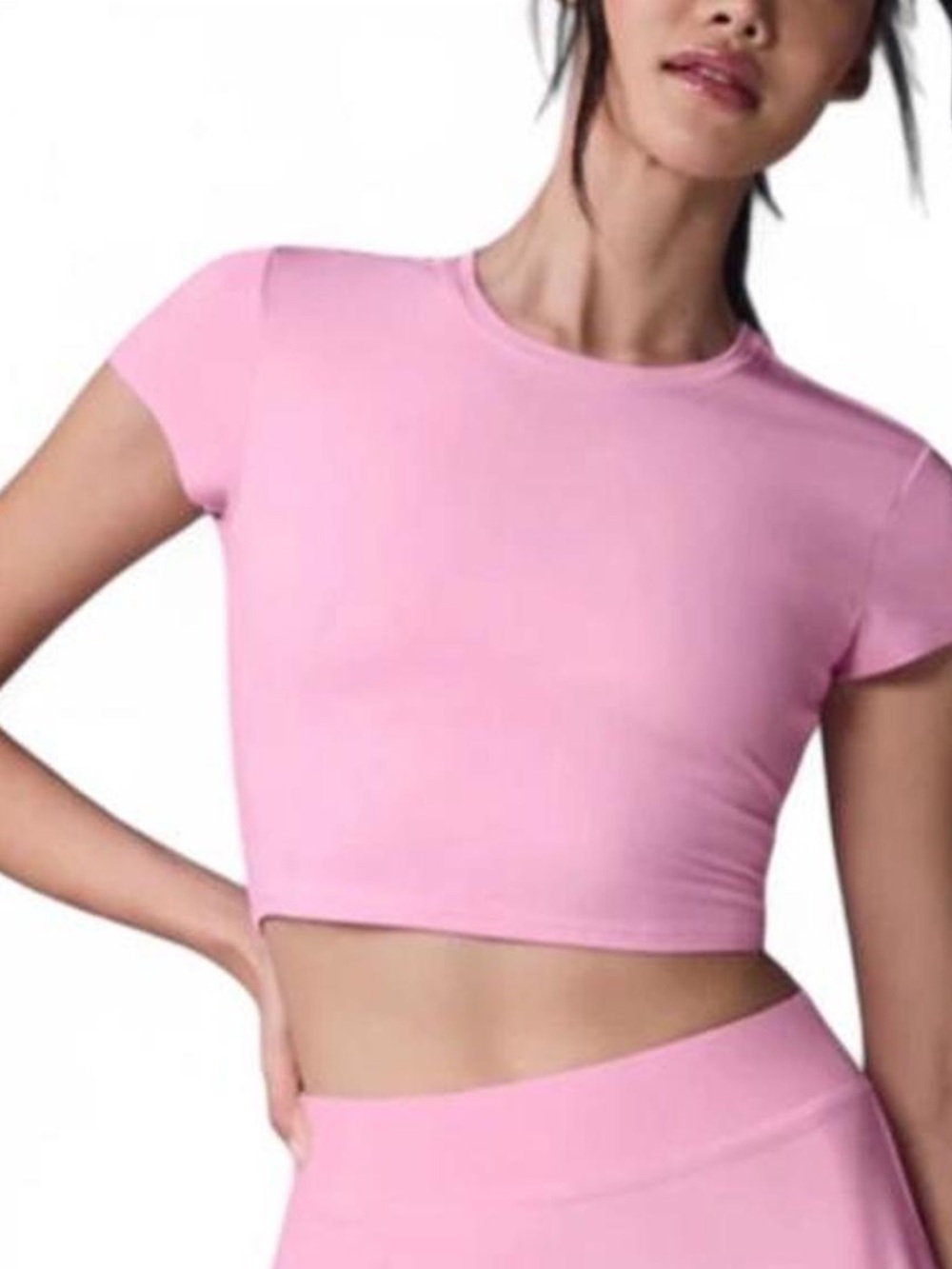 🚨RARE Alo Yoga - Alosoft Crop Finesse Short Sleeve - Sweet Pink - S
